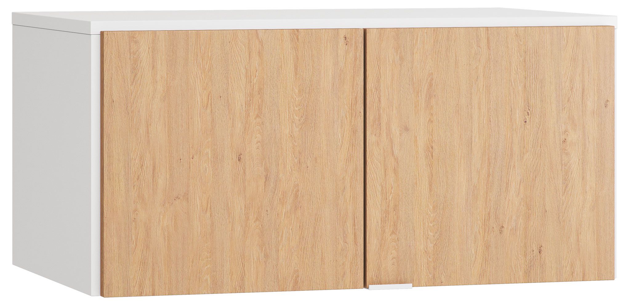 Aufsatz für zweitürigen Kleiderschrank Arbolita 39, Farbe: Weiß / Eiche - Abmessungen: 45 x 93 x 57 cm (H x B x T)