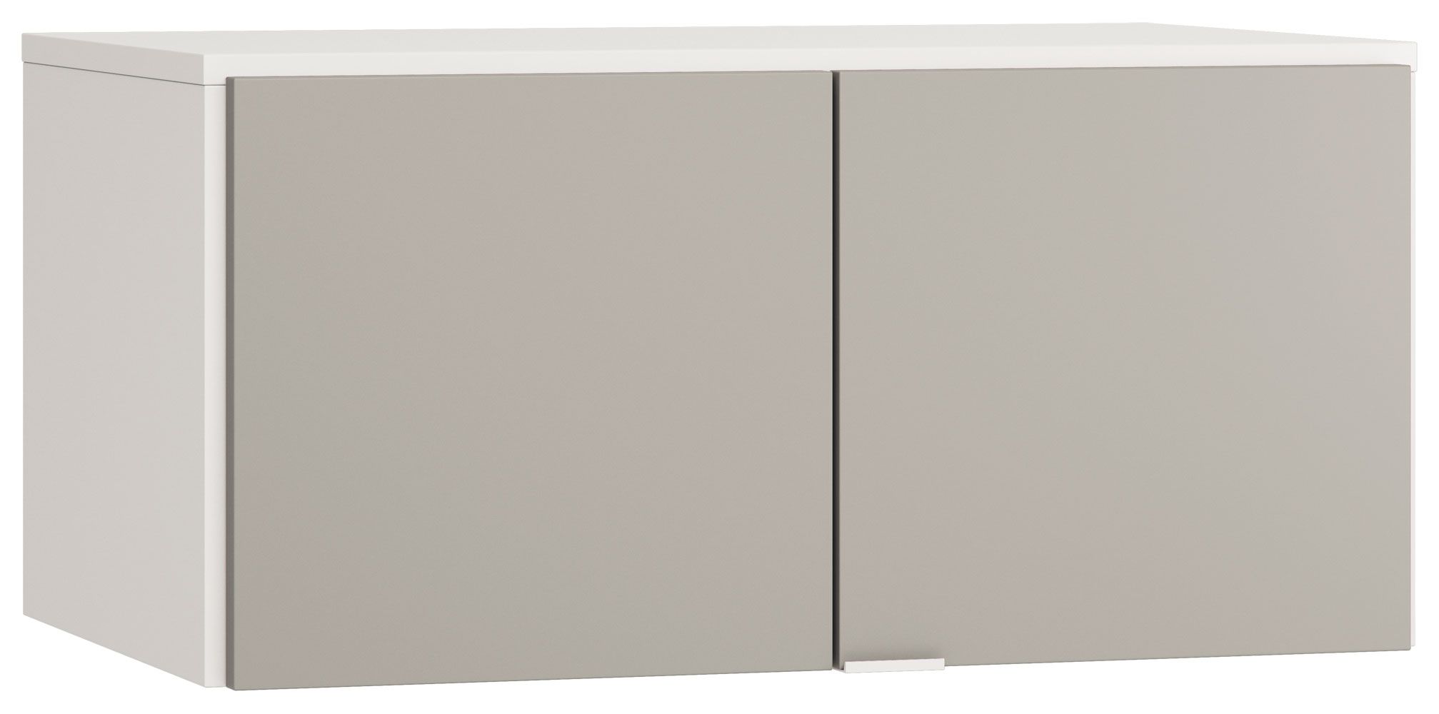 Aufsatz für zweitürigen Kleiderschrank Bellaco 38, Farbe: Weiß / Grau- Abmessungen: 45 x 93 x 57 cm (H x B x T)