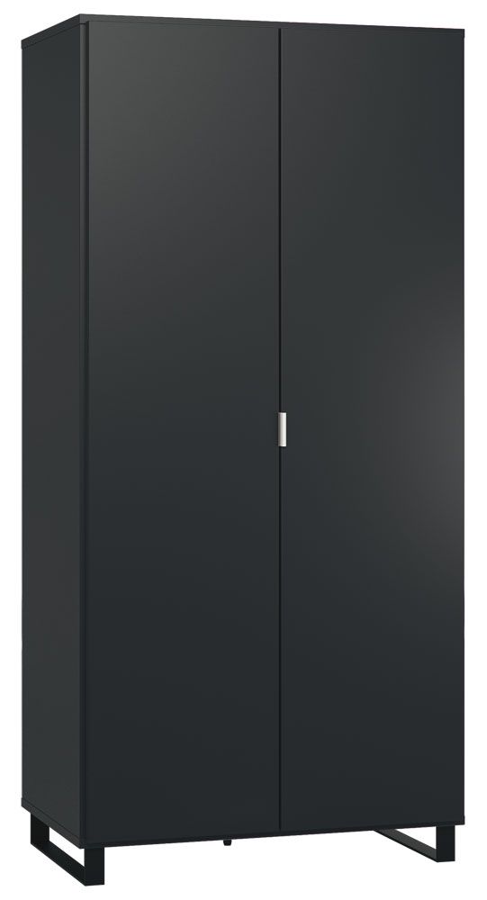 Drehtürenschrank / Kleiderschrank Chiflero 13, Farbe: Schwarz - Abmessungen: 195 x 93 x 57 cm (H x B x T)