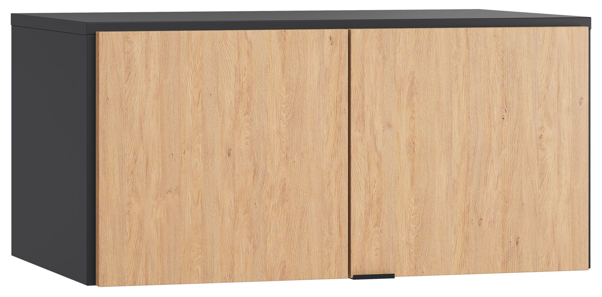 Aufsatz für zweitürigen Kleiderschrank Leoncho 39, Farbe: Schwarz / Eiche - Abmessungen: 45 x 93 x 57 cm (H x B x T)