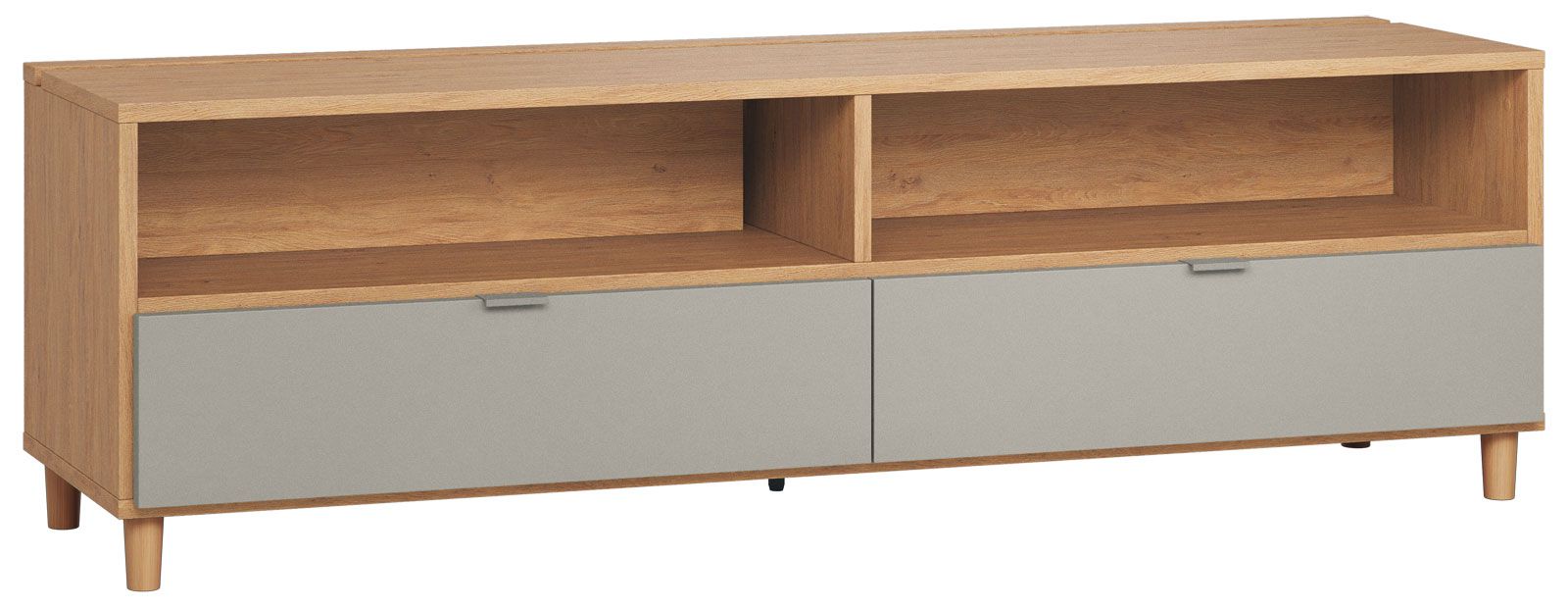 TV-Unterschrank Nanez 11, Farbe: Eiche / Grau - Abmessungen: 56 x 180 x 47 cm (H x B x T)