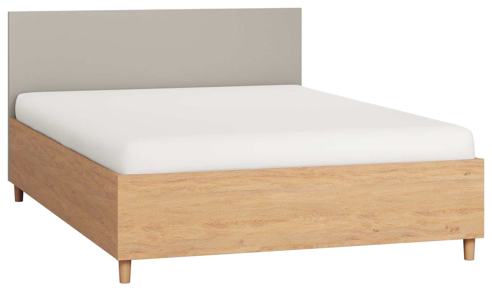 Doppelbett Nanez 20 inkl. Lattenrost, Farbe: Eiche / Grau - Liegefläche: 140 x 200 cm (B x L)