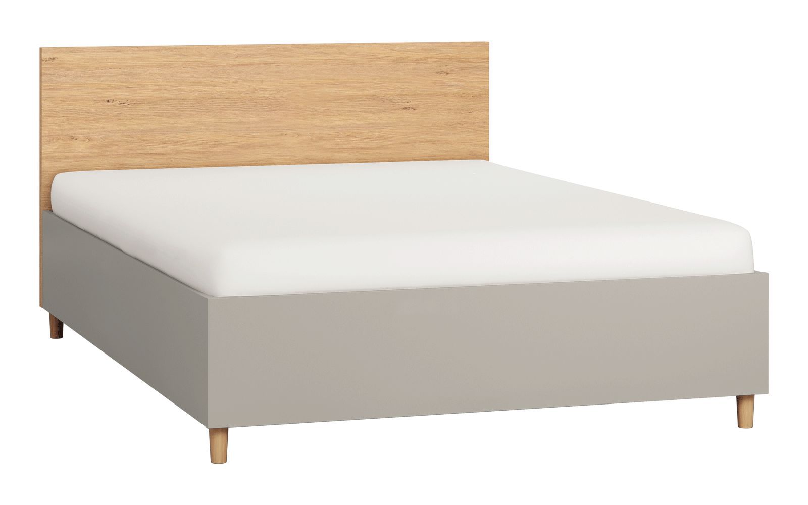 Doppelbett Nanez 42 inkl. Lattenrost, Farbe: Grau / Eiche - Liegefläche: 140 x 200 cm (B x L)