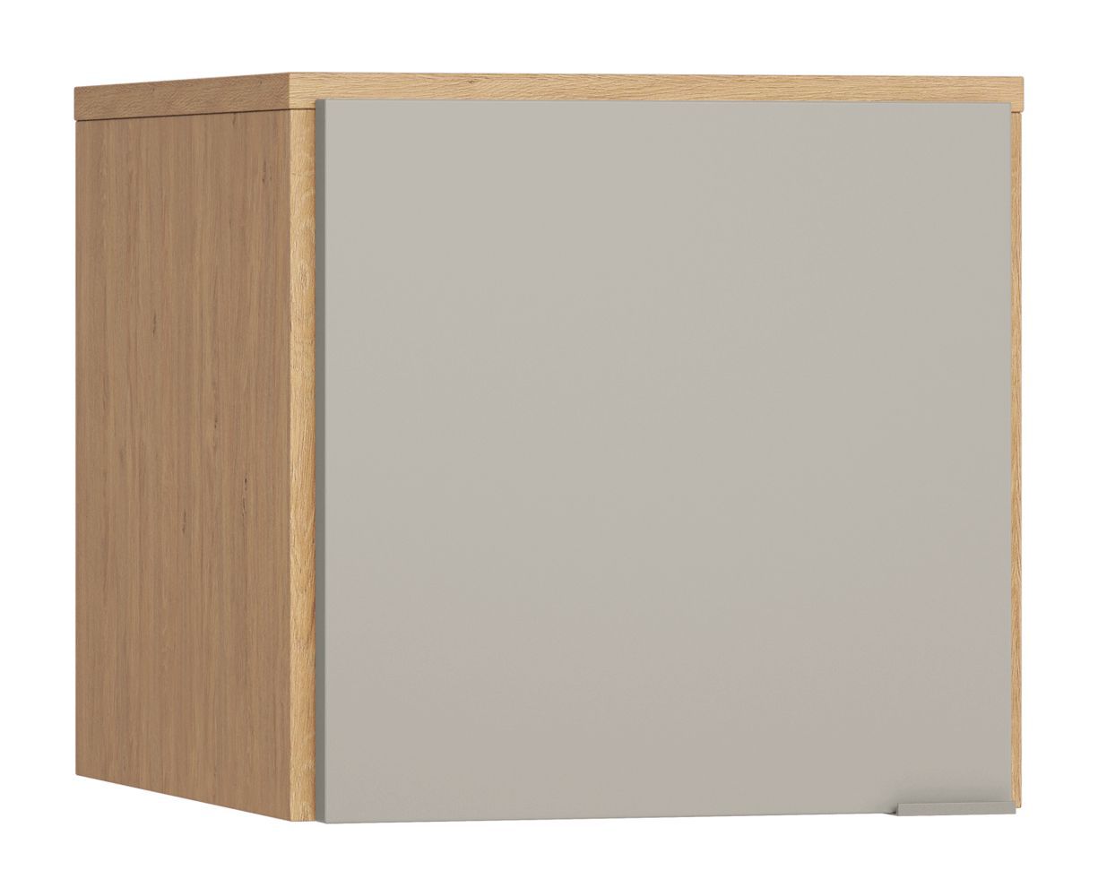 Aufsatz für eintürigen Kleiderschrank Nanez 12, Farbe: Eiche / Grau  - Abmessungen: 45 x 47 x 57 cm (H x B x T)