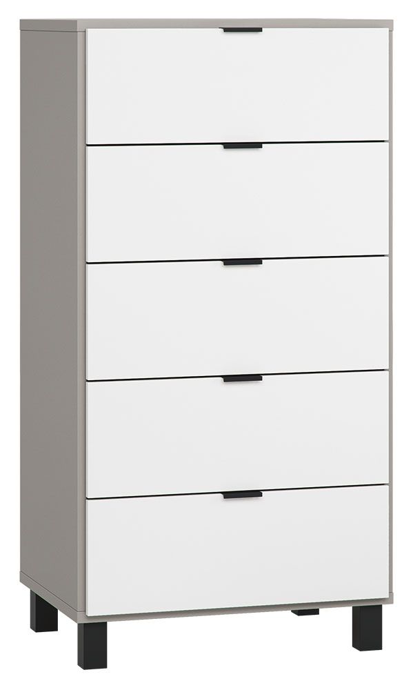 Kommode Pantanoso 30, Farbe: Grau / Weiß - Abmessungen: 122 x 63 x 47 cm (H x B x T)