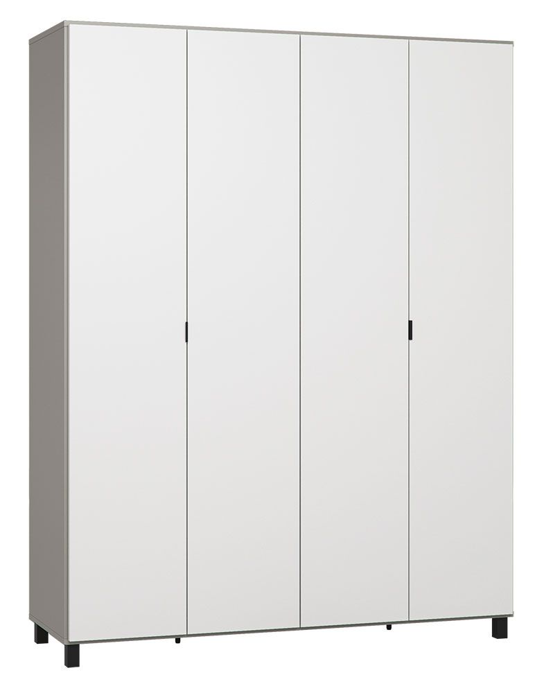 Drehtürenschrank / Kleiderschrank Pantanoso 40, Farbe: Grau / Weiß - Abmessungen: 239 x 185 x 57 cm (H x B x T)