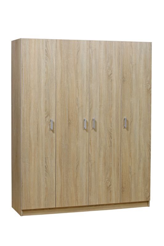 Drehtürenschrank / Kleiderschrank Plata 10, Farbe: Eiche Sonoma - 201 x 160 x 53 cm (H x B x T)