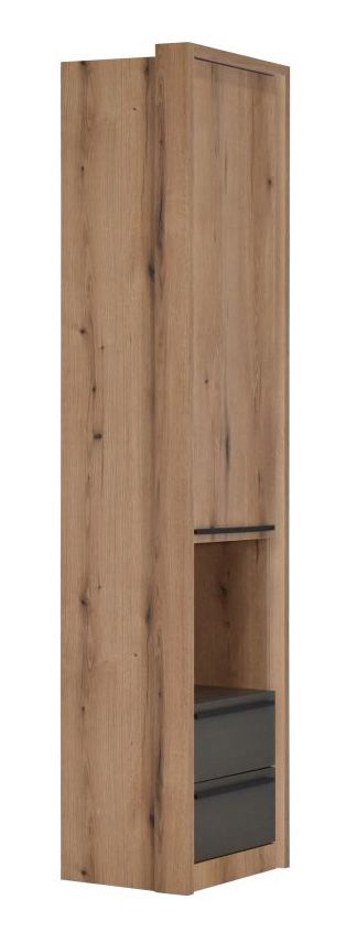 Schrank Cerdanyola 06, Farbe: Eiche / Grau - Abmessungen: 216 x 53 x 46 cm (H x B x T)