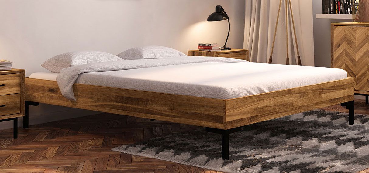 Doppelbett Kumeu 03 Wildeiche massiv geölt - Liegefläche: 180 x 200 cm (B x L)