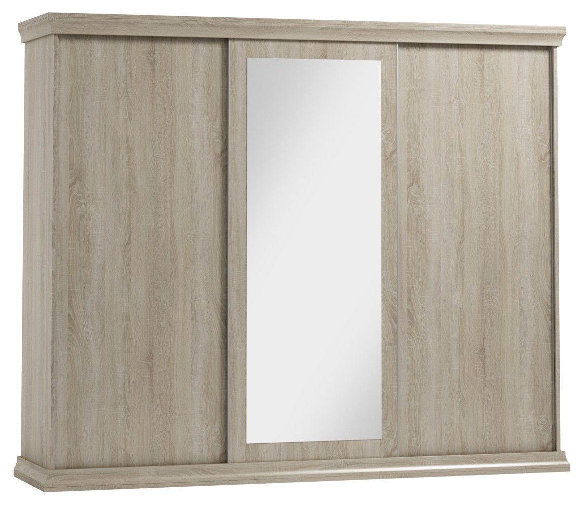 Schiebetürenschrank / Kleiderschrank Wewak 20, Farbe: Sonoma Eiche - Abmessungen: 200 x 240 x 62 cm (H x B x T)