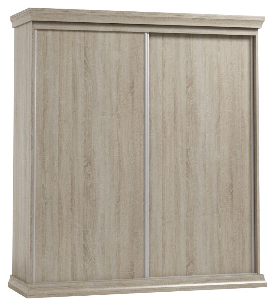 Schiebetürenschrank / Kleiderschrank Wewak 21, Farbe: Sonoma Eiche - Abmessungen: 200 x 180 x 62 cm (H x B x T)