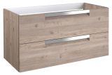 Waschtischunterschrank Meerut 25 mit Siphonausschnitt, Farbe: Eiche Grau – 50 x 99 x 45 cm (H x B x T)