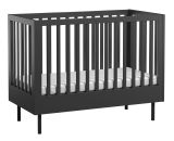 Babybett / Gitterbett Airin 01, Farbe: Schwarz - Liegefläche: 60 x 120 cm (B x L)