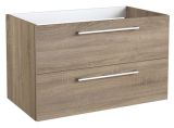 Waschtischunterschrank Rajkot 16 mit Siphonausschnitt, Farbe: Eiche – 50 x 79 x 45 cm (H x B x T)