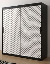 Kleiderschrank mit edlen Design Mulhacen 60, Farben: Schwarz matt / Weiß matt - Abmessungen: 200 x 180 x 62 cm (H x B x T), mit 10 Fächern