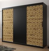 Großer Kleiderschrank mit edlen Design Dom 35, Farbe: Schwarz matt / Eiche Artisan - Abmessungen: 200 x 250 x 62 cm (H x B x T), mit genügend Stauraum