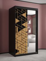 Schmaler Kleiderschrank mit einer Spiegeltür Finsteraarhorn 13, Farbe: Schwarz matt - Abmessungen: 200 x 100 x 62 cm (H x B x T), mit modernen Design