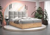 Boxspringbett mit weichen Veloursstoff Pilio 59, Farbe: Grau / Eiche Golden Craft - Liegefläche: 180 x 200 cm (B x L)