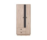 Schlichter Schrank Niel 02, Farbe: Eiche / Anthrazit - Abmessungen: 195 x 90 x 50 cm (H x B x T)