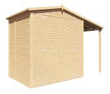 Gerätehaus / Gartenhütte Kürten 02 mit Anbaudach, Naturbelassen - 18 mm Elementgartenhaus, Grundfläche: 5,10 m², Satteldach