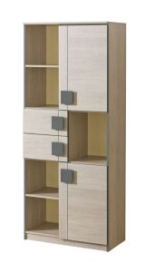 Jugendzimmer - Schrank Elias 02, Farbe: Hellbraun / Grau - Abmessungen: 187 x 80 x 40 cm (H x B x T)