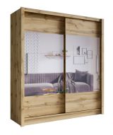 Schiebetürenschrank / Kleiderschrank Mystras, Farbe: Eiche - 200 x 180 x 62 cm (H x B x T)