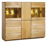 Vitrine Fazenda 18, Farbe: Natur, Eiche teilmassiv – 135 x 157 x 41 cm (H x B x T)