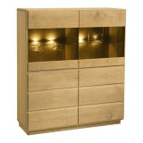 Vitrine Fazenda 19, Farbe: Natur, Eiche teilmassiv – 137 x 119 x 41 cm (H x B x T)