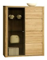 Vitrine Jussara 11, Farbe: Natur, Eiche teilmassiv – 150 x 124 x 42 cm (H x B x T)