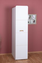 Jugendzimmer - Drehtürenschrank / Kleiderschrank Dennis 02, Farbe: Esche / Weiß - Abmessungen: 188 x 45 x 52 cm (H x B x T)