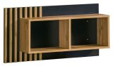 Hängeregal / Wandregal Trevalli 11, Farbe: Eiche / Schwarz - Abmessungen: 46 x 90 x 22 cm (H x B x T)