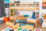 Etagenbett / Stockbett 90 x 200 cm für Kinder "Easy Premium Line" K17/n inkl. 2 Schubladen und 2 Abdeckblenden, Buche Massivholz Natur lackiert, teilbar