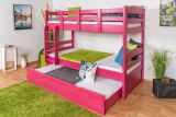 Etagenbett / Stockbett 90 x 200 cm "Easy Premium Line" K17/n inkl. Liegeplatz und 2 Abdeckblenden, Buche Massivholz Rosa lackiert, teilbar