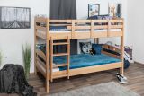 Etagenbett / Stockbett "Easy Premium Line" K18/n, Kopfteil mit Löchern, Buche Vollholz massiv Natur - 90 x 190 cm, (L x B) teilbar