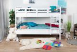 Kinder- Etagenbett / Stockbett "Easy Premium Line" K24/n, Kopf- und Fußteil gerade, Buche Vollholz massiv weiß lackiert - Liegefläche: 120 x 190 cm, teilbar