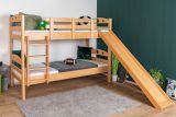 Stockbett mit Rutsche 80 x 200 cm, Buche Massivholz Natur lackiert, umbaubar in zwei Einzelbetten, "Easy Premium Line" K27/n