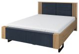 Doppelbett Slatina 53, Farbe: Eiche / Schwarz, teilmassiv - Liegefläche: 140 x 200 cm (B x L)