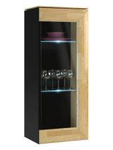 Hängeschrank "Lipik" 20, Farbe: Eiche / Schwarz, teilmassiv, Türanschlag Rechts - Abmessungen: 102 x 41 x 35 cm (H x B x T)