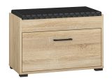 Sitzbank mit Stauraum / Schuhschrank Vacaville 03, Farbe: Sonoma Eiche hell - Abmessungen: 48 x 70 x 34 cm (H x B x T), mit 2 Türen und 3 Fächern