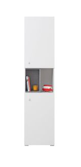 Jugendzimmer - Schrank Lede 05, Farbe: Grau / Weiß - Abmessungen: 190 x 45 x 40 cm (H x B x T)