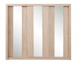 Schiebetürenschrank / Kleiderschrank Zwalm 01, Farbe: Eiche - Abmessungen: 215 x 250 x 60 cm (H x B x T)