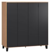 Barschrank Leoncho 03, Farbe: Eiche / Schwarz - Abmessungen: 122 x 112 x 47 cm (H x B x T)