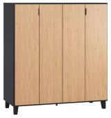 Barschrank Leoncho 29, Farbe: Schwarz / Eiche - Abmessungen: 122 x 112 x 47 cm (H x B x T)