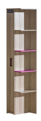 Jugendzimmer - Schrank Marcel 05, Farbe: Esche Rosa / Grau / Braun - Abmessungen: 187 x 39 x 38 cm (H x B x T)