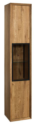 Vitrine Olinda 02, Farbe: Natur, Eiche teilmassiv – 201 x 45 x 39 (H x B x T)