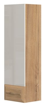 Hängeschrank Gataivai 34, Farbe: Beige Hochglanz / Walnuss - Abmessungen: 115 x 35 x 30 cm (H x B x T)